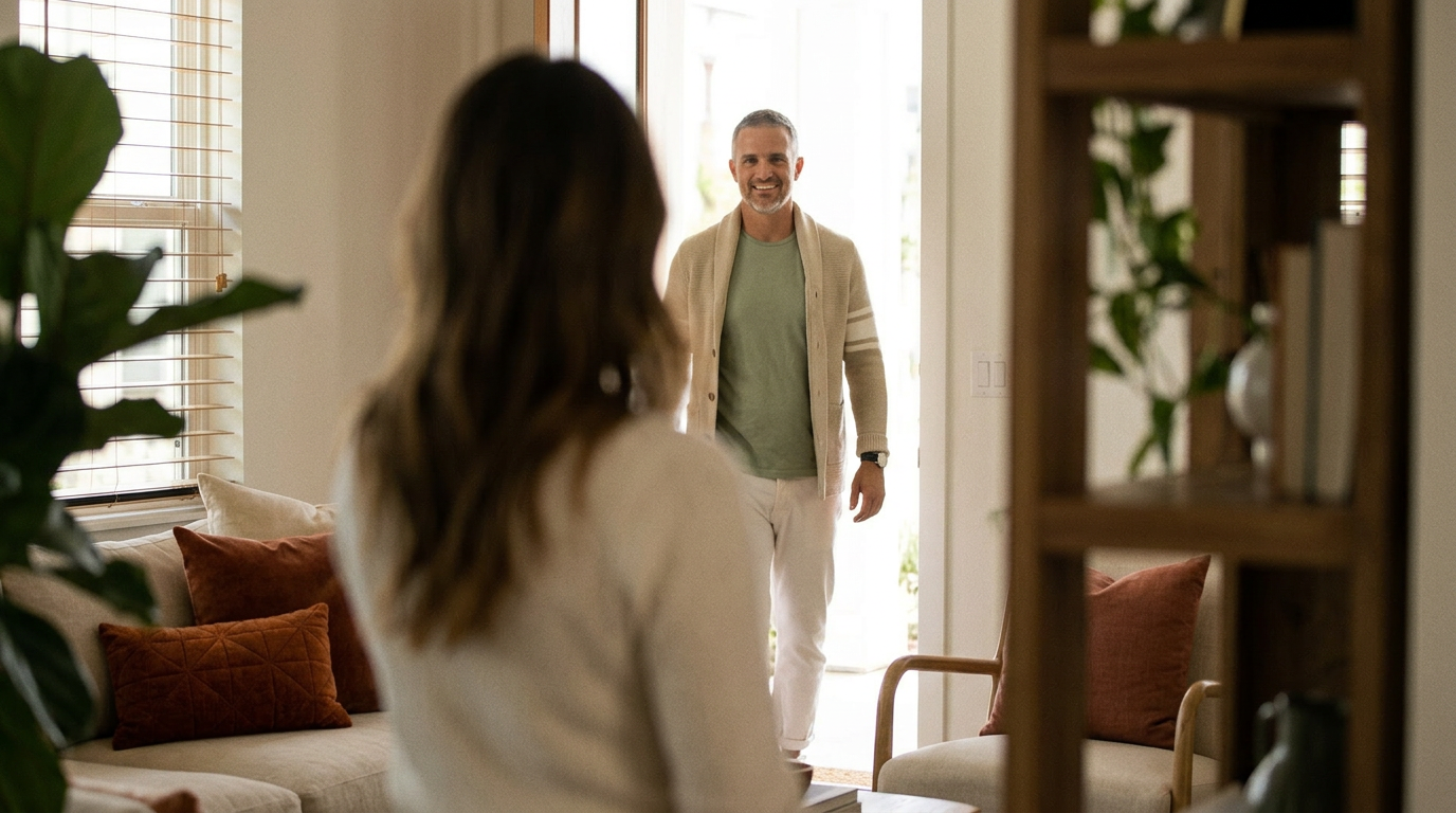 Moodboard — husband walks through the door