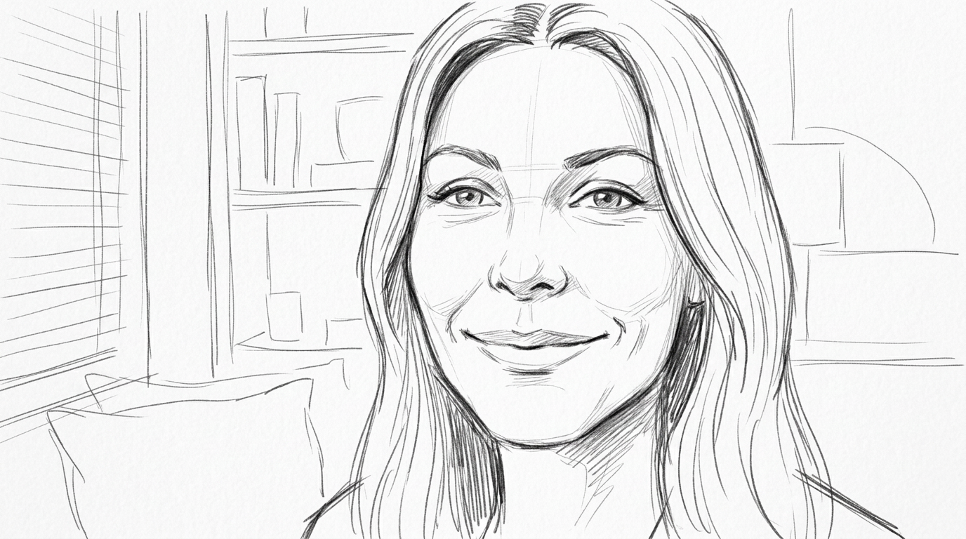 Close-up face, calm, content — bookend to B1